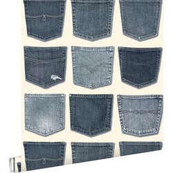 ESTAhome behang spijkerbroeken zakken lichtblauw - 53 cm x 10,05 m - 137739