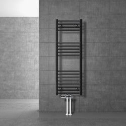 Badkamer radiator middenaansluiting 400x1200 mm antraciet recht met onderaansluitset LuxeBath