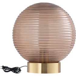 PTMD Korrin Brown embossed rib glass table lamp ball L