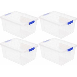 8x Opbergbakken/organizers met deksel 16 liter 40 cm transparant - Opbergbox