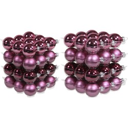 72x stuks glazen kerstballen cherry roze (heather) 4 en 6 cm mat/glans - Kerstbal