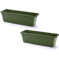 3x stuks plantenbak groen rechthoekig 50 x 17 x 15 cm - Plantenbakken