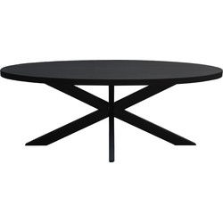 Livingfurn - Zwart Ovale Eetkamertafel -  -  Mango Hout  - 210 cm