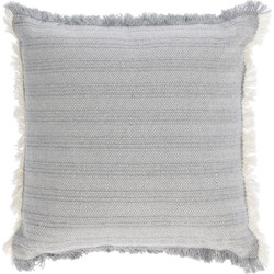 Kave Home - Devi kussenhoes met franjes beige en blauw 45 x 45 cm