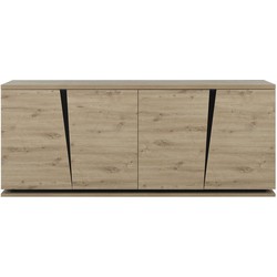 Buffet 4 Deuren Eiken en Zwart Decor L221 cm - Crack