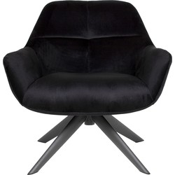 Velvet Fauteuil Zwart - 78x75x78cm - Metaal - Shannon - Giga Meubel