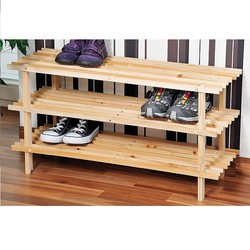 FSC® Dennenhouten Schoenenrek - 3 Verdiepingen - Voor 9 Paar Schoenen - Schoenenkast - Schoenen Rek - Afm 77 x 40 x 26 Cm