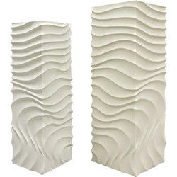 PTMD Zuil Isaiah Wave - 33x33x95 cm - MDF - Wit - Set van 2