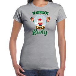 Bellatio Decorations fout kersttrui t-shirt dames - Kerstman sneeuwbol - grijs - Shake Your Booty 2XL - kerst t-shirts