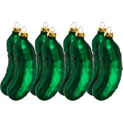 Set van 8x stuks kersthanger figuurtjes glazen augurken 9 cm - Kersthangers