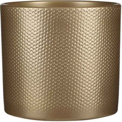 Mica Decorations Bloempot Era  Keramiek rond goud reliëf - 21 x Ø 23 cm