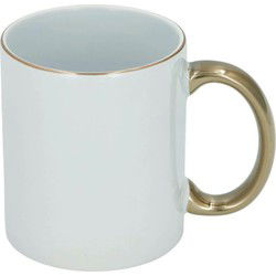 Koffiemok - wit/goud - keramiek - 300 ml - Bekers