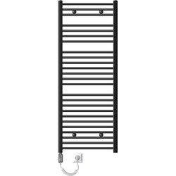Elektrische badkamerradiator met verwarmingselement 1200W 600x1500 mm antraciet gebogen Zijaansluiting & thermostaat Digitaal display LuxeBath