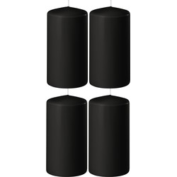 4x Kaarsen zwart 6 x 15 cm 58 branduren sfeerkaarsen - Stompkaarsen