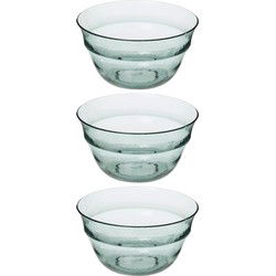 3x stuks Gourmet Slakom/serveer schaal groen relief kunststof - D25 cm - Saladeschalen