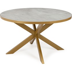 Stalux Ronde eettafel 'Daan' 120cm, kleur goud / beton