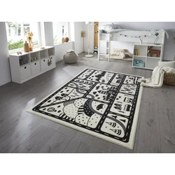 Kindervloerkleed - Adventures Roads Crème/Zwart - 160 X 220 CM