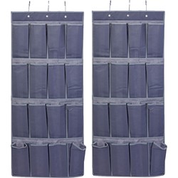 2x stuks hangende deur/kast organizers antraciet met 16 vakken 45 x 110 cm - Opbergmanden