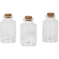 60x Kleine decoratieve glazen flesjes met kurken dop 30 ml - Decoratieve flessen