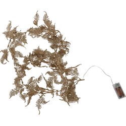 Christmas Decoration lichtsnoer/slinger - met bladeren - goud - 150 cm - Guirlandes