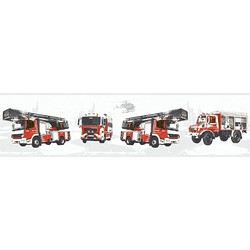A.S. Création behangrand brandweerauto's rood en lichtgrijs - 0,13 x 5 m - AS-358141