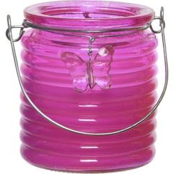 Citronella kaars - in windlicht - roze - 20 branduren - citrusgeur - geurkaarsen