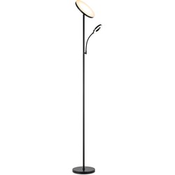 Home Sweet Home - Moderne Vloerlamp - 25/25/175 cm - Zwart - Metalen Staande Lamp - Met leeslamp - Geïntegreerde LED 7W 3636Lm - Dimbaar - Voor Kantoor en Slaapkamer