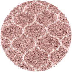 Tapijtenloods Opera Soft Shaggy Rond Hoogpolig Vloerkleed Roze- 80 CM ROND