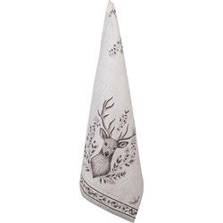 Clayre & Eef Theedoek 50x70 cm Beige Katoen Hert Keukenhanddoek