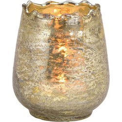Glazen design windlicht/kaarshouder - champagne goud - 8 x 9 cm - Waxinelichtjeshouders