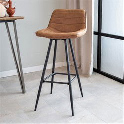 Industriële Barkruk Cognac Kenton Microvezel Stof - 76 cm Zithoogte