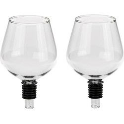 Wijnfles dop - 2x - Schenkdop groot wijnglas - wijnfles glas - Wijnafsluiters