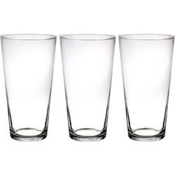 Vaas transparant - 3x stuks - 30 cm - glas - Conische bloemenvaas - vazen - Vazen