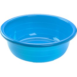 Grote kunststof teiltje/afwasbak rond 30 liter blauw - Afwasbak