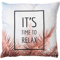 Dutch Decor RELAX - Kussenhoes 45x45 cm - 100% katoen - met tekst - multicolor - Dutch Decor