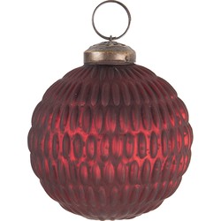 Clayre & Eef Kerstbal  Ø 7x7 cm Rood Glas Rond Kerstboomversiering