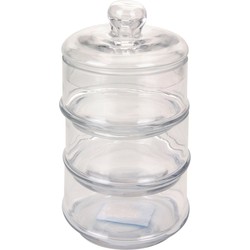 Glazen voorraadpot/snoeppot/bonbonniere - 3 lagen - 13 x 21 cm - Voorraadpot