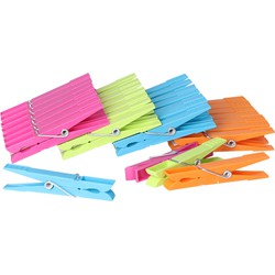 Wasknijpers - 32x stuks - gekleurde knijpers / wasspelden - Kunstof - Knijpers