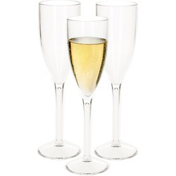 6x stuks onbreekbaar champagne/prosecco flute glas transparant kunststof 15 cl/150 ml - Champagneglazen