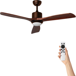 Plafondventilator Kaja met verlichting - Ø132cm - 6 snelheden- Afstandsbediening - Donker Hout