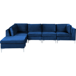 Beliani EVJA - Modulaire Sofa-Blauw-Fluweel