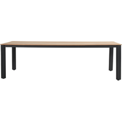 Winston Din.T.220 x 100 cm Alu-Teak Tafel Antraciet