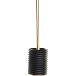 Toiletborstel met houder Curve - Zwart/Goud - H40 cm