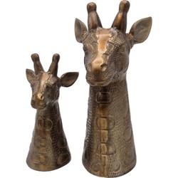 Deco. Giraffe Hoofd - Set van 2 - Antiek Goud