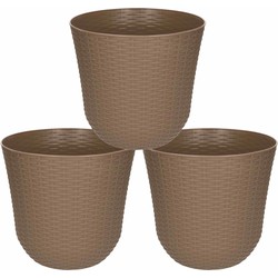 10x Taupe plantenbakken/bloembakken rond 25 cm - Plantenpotten