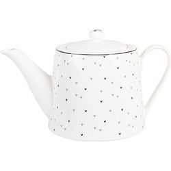 Clayre & Eef Theepot Wit Porselein Hartjes