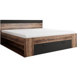Meubella - Tweepersoonsbed Brown - Zwart - Eiken - 180x200 cm