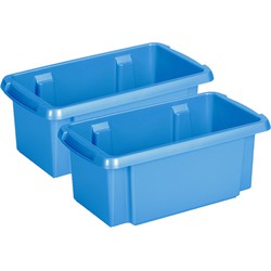 Sunware Opslagbox - 8 stuks - kunststof 7 liter blauw 38 x 21 x 14 cm - Opbergbox