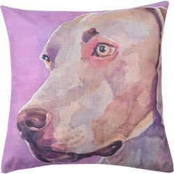 Clayre & Eef Kussenhoes  43x43 cm Bruin Paars Polyester Vierkant Hond Sierkussenhoes