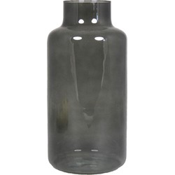 Bela Arte Bloemenvaas Milan - transparant smoke grijs glas - D15xH30 cm - melkbus vaas met smalle hals - Vazen